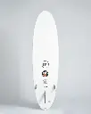 MF Alley cat epoxy lam FCSII surfboard white bottom view.webp