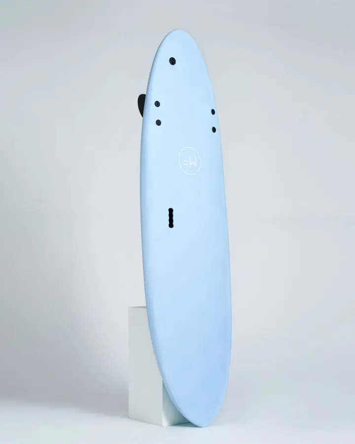 MF Alley cat super soft surfboard Sky-Teal upside down.webp