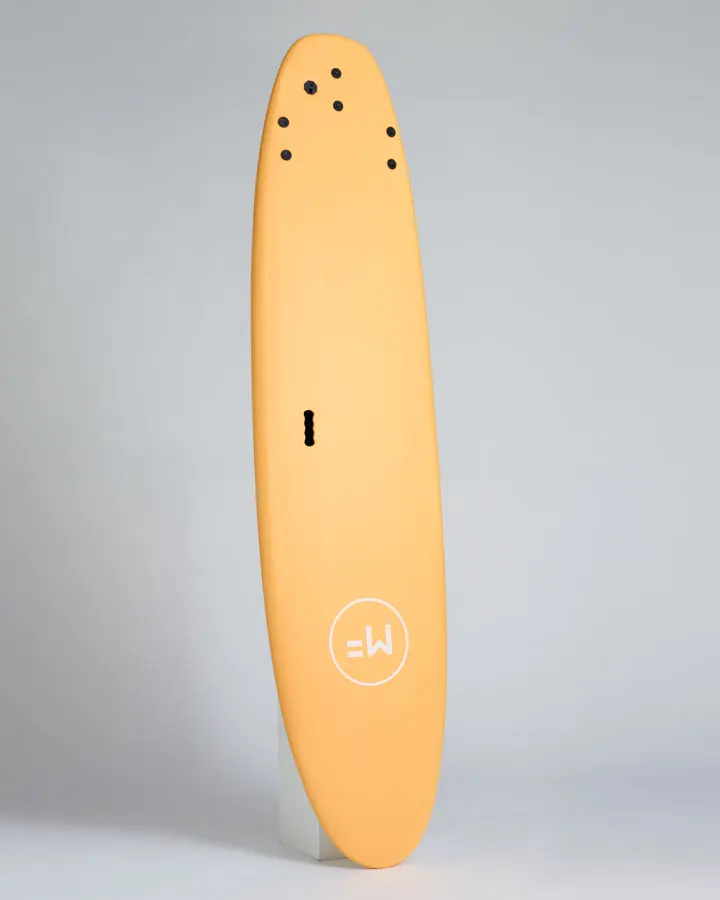 MF surf school super soft surfboard orange upside down.webp