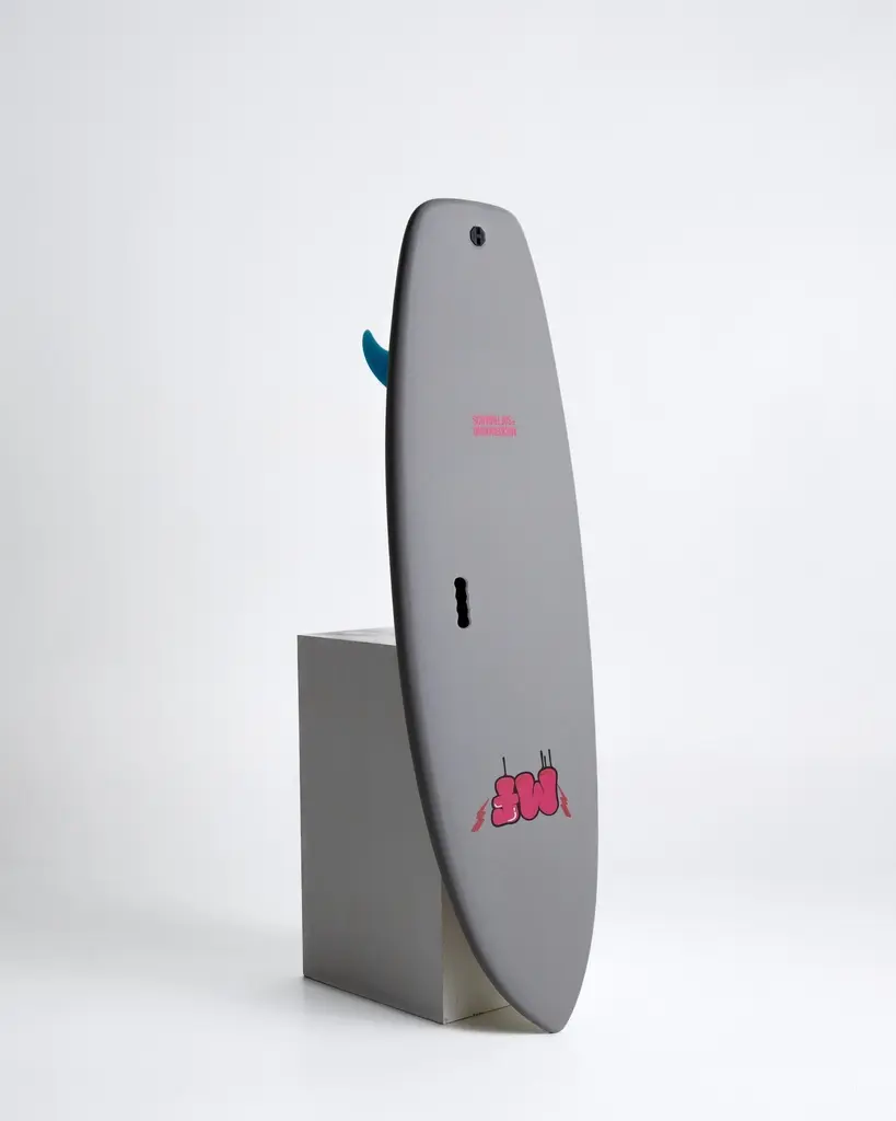 MF Unicorn super soft surfboard grey upside down.webp