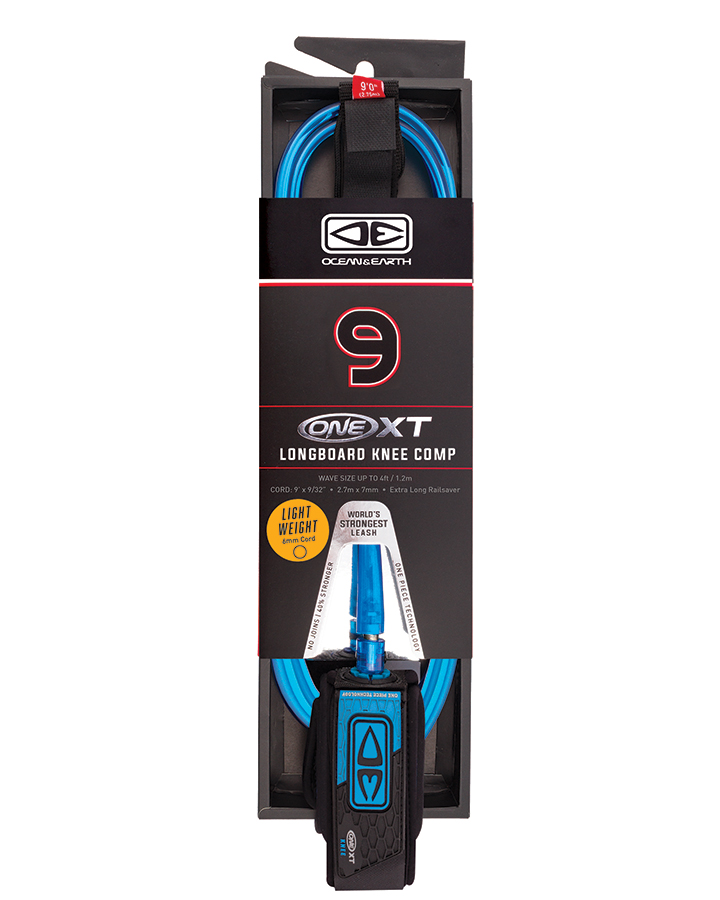 [LK90XT] ONE LONGBOARD KNEE PREMIUM XT 9'0" ONE PIECE LEASH (Black)