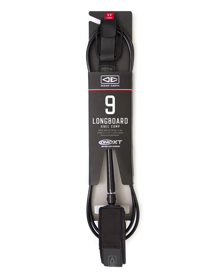 [LKC90XT] ONE LONGBOARD KNEE COMP XT 9'0" ONE PIECE LEASH (Black)