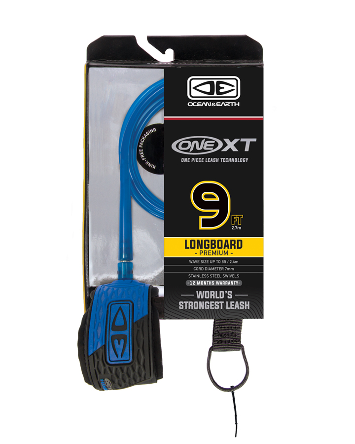 [LP90XT.18] O&E Longboard premium xt 9' one piece leash 18s (Black)